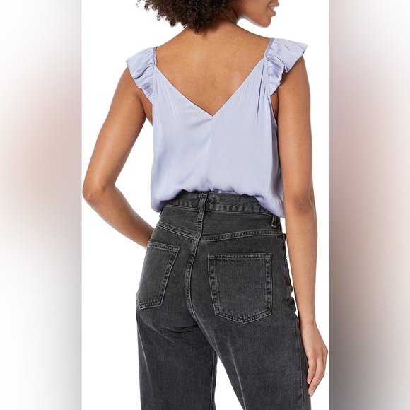 NWOT Paige V-back Thong Bodysuit Ruffled Cap Sleeve in Periwinkle Size XL - Picture 3 of 12